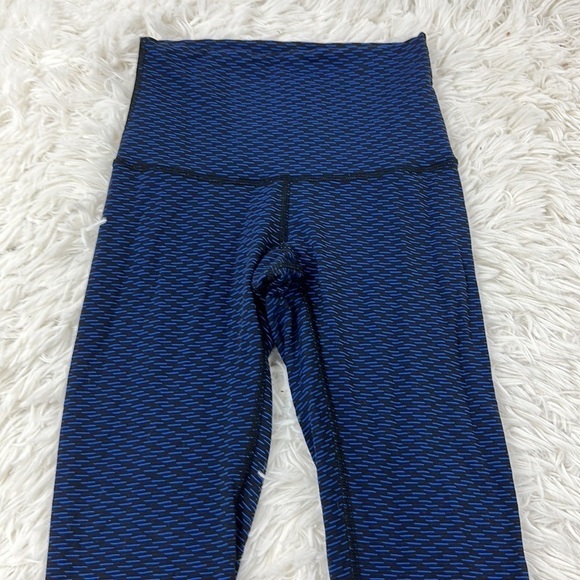 Lululemon Wunder Under Crop Luxtreme Score Jacquard Black Cerulean Blue - Picture 2 of 7